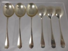 Six Solid Silver Rat Tail Soup Spoons, Sheffield hallmark, possibly dated 1886 (?), approx 320 gms