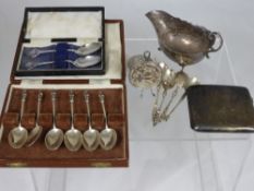 Miscellaneous Silver including four commemorative teaspoons, a box of six Apostle Spoons London
