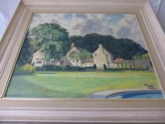 David (William Henry) Birch - an oil on board depicting a large country house, framed, approx. 59 x