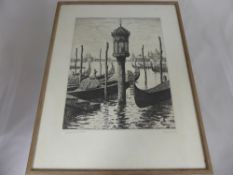 Laurenzo Lorenzi Italian 1878 - 1946, an etching depicting Venice signed and dated 1946, 24 x 31