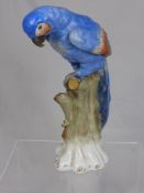 A Continental Porcelain Figure of a Blue Parrot, approx 32 cms, waf.