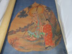 A Large Chinese Painting on Silk, the painting depicting vignettes of Buddha in various