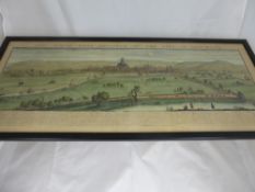 A hand coloured etching depicting the Northwest Prospect of the City of Gloucester, published by