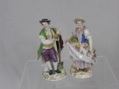 Two fine 19th century Meissen Figurines, one depicting the flower seller, the other a gardener,