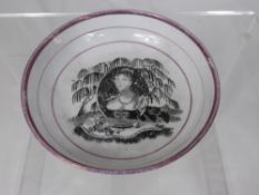 An Antique Sunderland Lusterware Mourning Dish, commemorating Queen Charlotte, the plate reads `