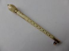 A Circa 19th Century Ivory Needle Case with Gold Inlay.