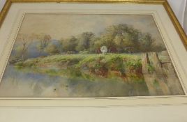 Howard Gaye dd 1835 - an original watercolour depicting a country scene with cattle by water,