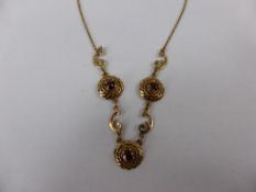 Lady`s 9ct yellow gold and Tourmaline necklace, the tourmaline set in ornate roped setting with