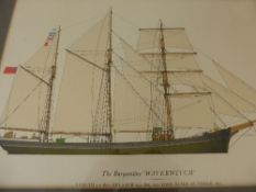 Three Marine Prints, depicting the Leeboard Ketch ``Halcyon`; the Plymouth Cutter `Erycina` and the