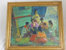 Daniel Rouvier, an original on board depicting a family of Gypsies, 45 x 38 cms.