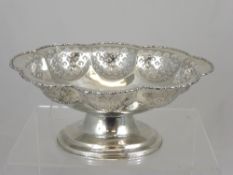 Solid Silver Fruit Bowl, with segmented pierced gallery and pedestal base, Chester hallmark, dated