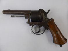 Circa 1870 Belgian Six Shot Pin Fire Military Revolver, 9 mm - 4"" barrel