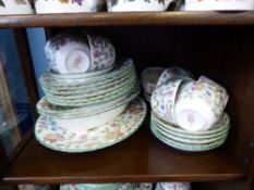 A Part Minton `Haddon Hall` China Breakfast Set, including tea pot, milk jug, creamer, sugar bowl,