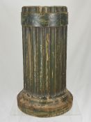 Green Classical Wooden Column Plinth, approx 42 cms.