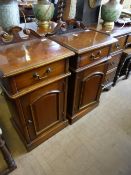 Pair of Victorian mahogany bedside cabinets, each has a drawer to the top with a cupboard below,