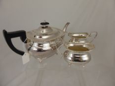 Silver Plated Viner`s of Sheffield Tea Trio, comprising tea pot, milk jug and sugar bowl. (3)