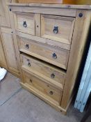 Edwardian pine chest of drawers having two short and three graduated long drawers on bracket feet