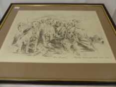 Rosemarie Chambers, limited edition print entitled `Farewell Master....Heythrop Hounds pay tribute,