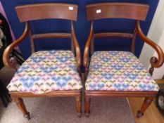 Pair of mahogany Trafalgar armchairs.