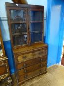 Georgian Mahogany Secretaire Bookcase, the interior fitted with pigeon holes and drawers, the base