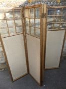 A Vintage 4-fold Glazed Screen, the French style screen having gilded plaster border with laurel