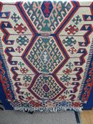 A Hand Made Turkish Kilim Rug, of geometric design, approx 117 x 180 cms