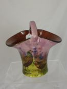 Lemon & Crute, Torquay Fruit Basket hand painted with pheasants approx. 25 cms.