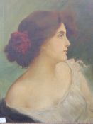 Artist Unknown, Oil on Board, Portrait depicting an Auburn Haired Woman, approx 43 x 56 cms