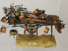 A Bespoke David Whipp Metal Sculpture `The Tinkers Cart`, with the original certificate and a