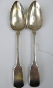 Two Solid Silver George IV Serving Spoons Dublin hallmark, 1828, maker`s mark Richard Garde,