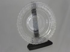 Eight Pressed Glass Side Plates, etched with `Give Us This Day Our Daily Bread`