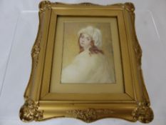 Original Miniature on Ivory, label to verso `from the Dugdale Collection, Merevale Hall` depicting