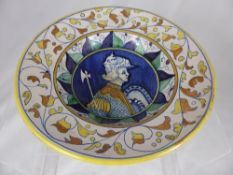 Antique Maiolica Bowl depicting a knight.