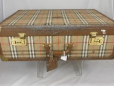 Vintage Burberry Suitcase, with fitted interior.