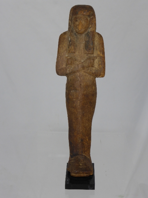 Egyptian Funerary Figure Shabti, in carved Shittah (Adriatic Acacia) wood dated from the time of
