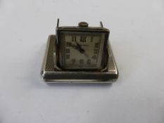 Tavannes 925 Silver Travelling Clock, approx 4.2 x 3 cms