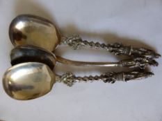 Four Solid Silver Apostle Porridge Spoons, two Sheffield hallmark dated 1904, m.m C.W.F. together