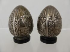 Continental Silver Metal Salt and Pepper, depicting windmills, with hallmarks (2)