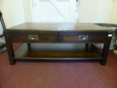 A large Mahogany Effect Coffee Table, with two internal drawers.