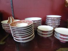 Collection of Chinese pink Famille rose porcelain comprising nine rice bowls, five tea bowls, ten