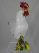 Large Italian Maiolica Cockerel, signed and numbered to base (repair to comb).