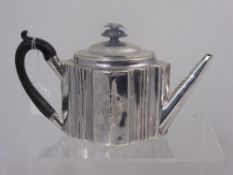 Solid Silver Georgian Tea Pot, London hallmark, circa 1790, m.m possibly Hester Bateman, the teapot