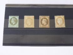 Four early French stamps, vgc mint mounted - SG 102,112,116,197. The 30c brown is well-centred and