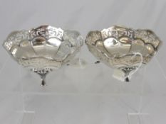 Solid Silver Bon Bon Dishes, with pierced gallery, supported on scroll feet, Sheffield hallmark,