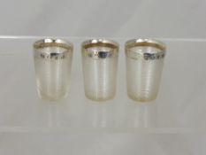 Three Silver Rimmed Glass Vesta`s, Birmingham hallmark, 1898, m.m Heath & Middleton.