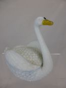 Victorian Opaline Glass Swan Trinket Dish, 15 x 18 cms.