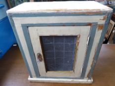 19th Century painted Pine Food Cupboard with lockable key, approx 26 x 51 x 44 cms