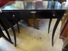 French art deco style ebonised console table by Celton, Paris, fitted with a single drawer,