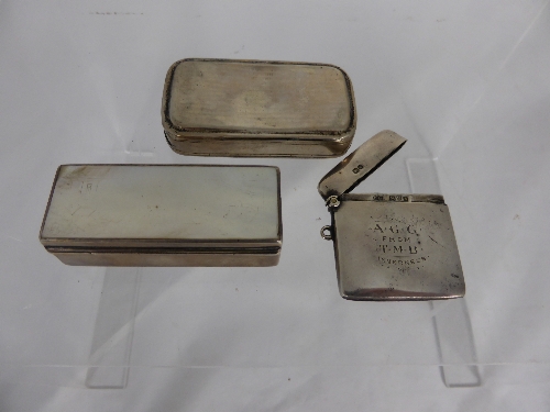 Miscellaneous Silver including a snuff box with mother of pearl counter to lid and base, silver