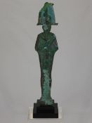 Egyptian Cast Bronze Funerary Osiris, the standing figure in formal pose, clasping a flail and